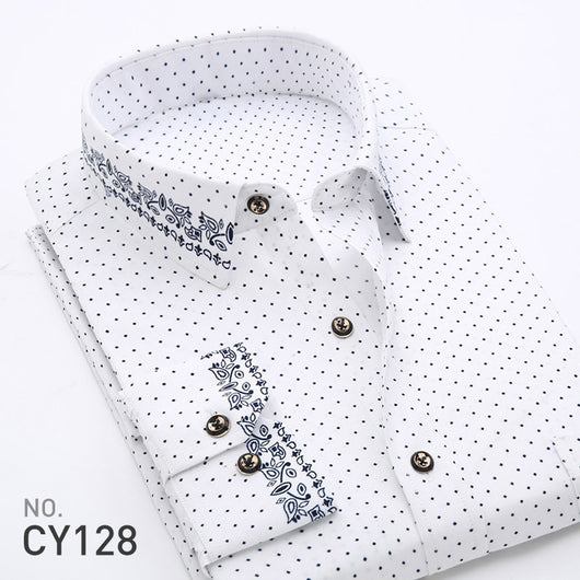 Camisa Estampada de Manga Larga Estilo Coreano para Hombre - Image 13