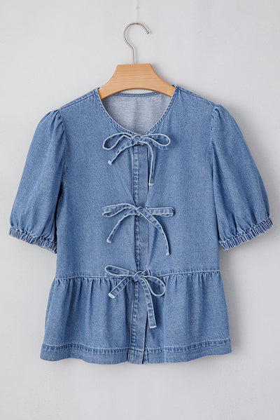 Blusa Elegante con Detalle de Moño y Fruncido - Image 12