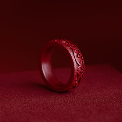 Anillo de Cinabrio Natural Diseño Retro Nicho Exclusivo para Mujer - Image 6