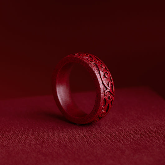 Anillo de Cinabrio Natural Diseño Retro Nicho Exclusivo para Mujer - Image 6
