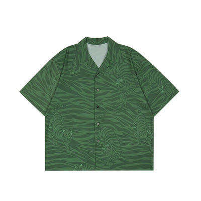 Camisa Hombre Rayas Tigre Manga Corta Suelta - Image 5