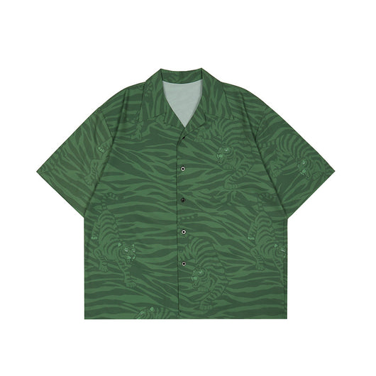 Camisa Hombre Rayas Tigre Manga Corta Suelta - Image 5