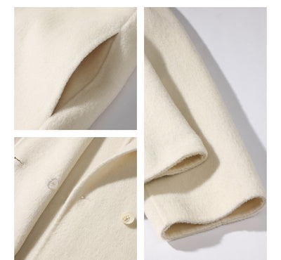 Abrigo de Lana Blanco Doble Botonadura para Mujer - Largo Reversible Otoño Invierno - Image 3