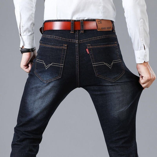 Pantalones Vaqueros Holgados Elásticos para Hombre - Corte Recto Casual - Image 7