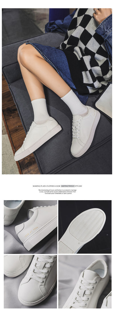 Tenis Blancos de Cuero Respirable con Suela Plana - Estilo Versátil - Image 6