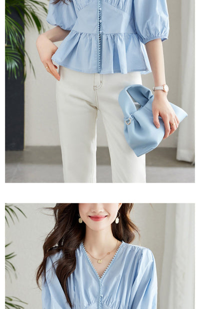 Blusa Fresca de Cuello en V para Mujer - Cómoda y Elegante - Image 11