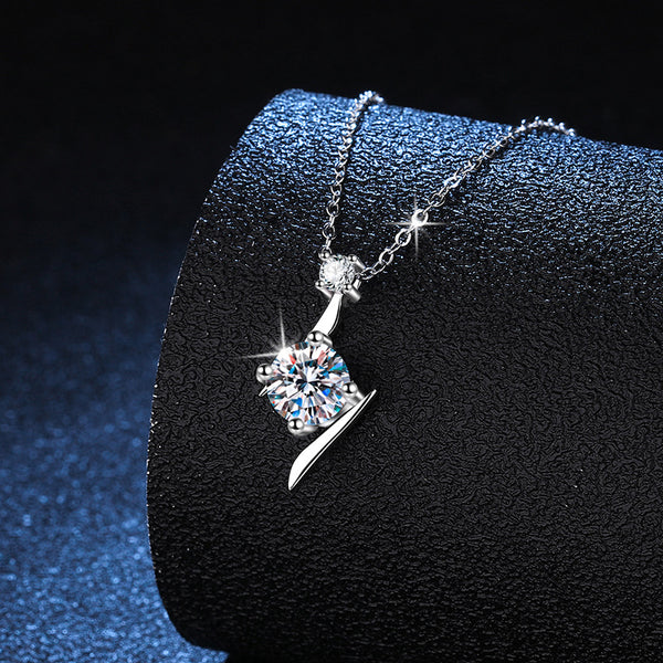 Collar de Plata Esterlina S925 con Cadena de Clavícula y Moissanita