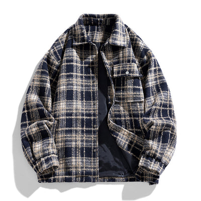 Camisa Casual a Cuadros Estilo Retro Americano para Hombre