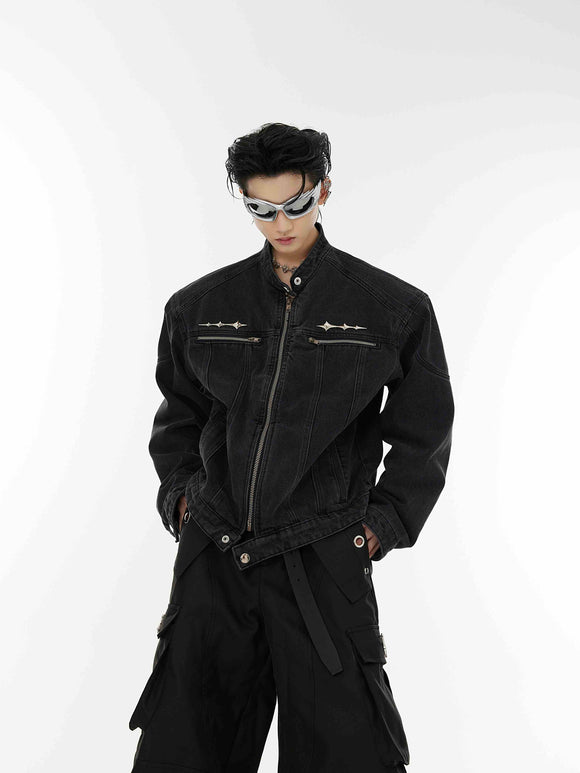 Chaqueta de Diseño Metalizado sin Cuello para Hombre