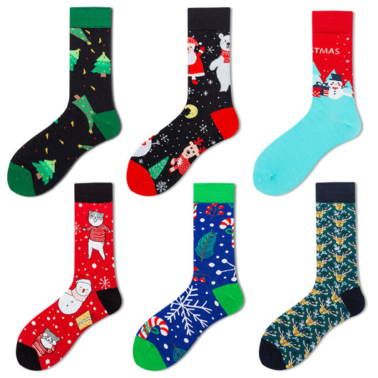 Calcetines Navideños para Hombre - Diseño Alce y Papá Noel en Algodón Premium - Image 45