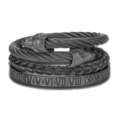 Pulsera de Acero Titanio Estilo Punk con Diseño Romano - Image 33