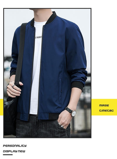 Chaqueta Hombre Primavera Otoño Cuello Alto Diseño Liso - Image 14