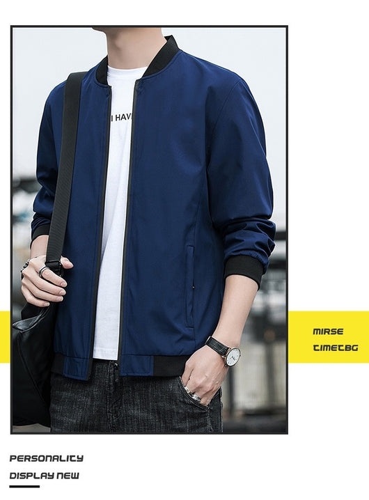 Chaqueta Hombre Primavera Otoño Cuello Alto Diseño Liso - Image 14