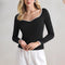 Blusa Casual Elegante de Manga Larga con Combinación de Colores Ajustada