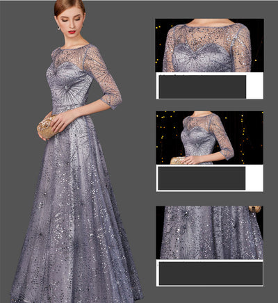 Vestido de Noche Largo Gris Plata para Conciertos y Eventos - Image 12