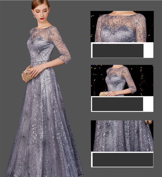 Vestido de Noche Largo Gris Plata para Conciertos y Eventos - Image 12