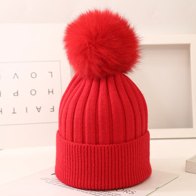 Gorro Tejido Infantil con Pompón de Pelaje de Zorro - Image 4