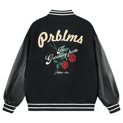 Chaqueta Deportiva Bordada con Rosas - Estilo Urbano Oversized - Image 6