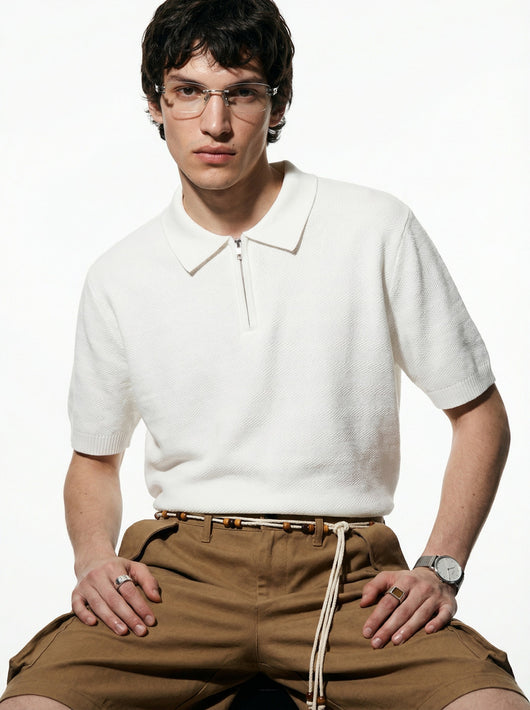 Polo Tejido Texturizado de Manga Corta para Hombre - Image 18