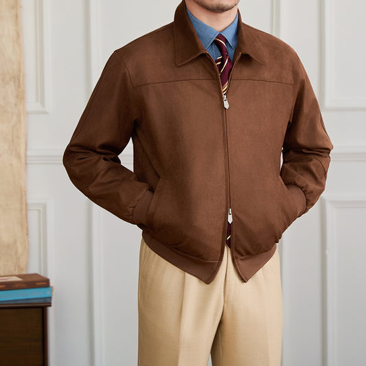 Chaqueta Bomber de Gamuza para Hombre - Cuello Solapa Casual
