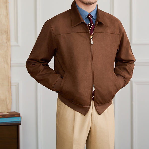 Chaqueta Bomber de Gamuza para Hombre - Cuello Solapa Casual