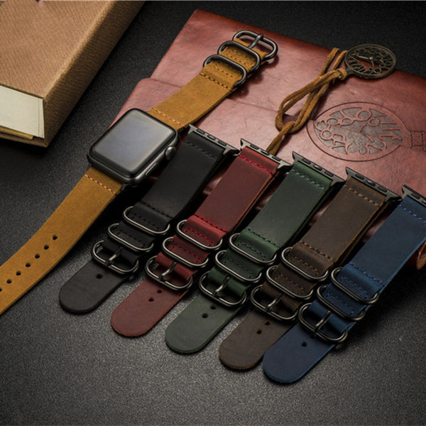 Correa de Reloj Nubuck con Hebilla de Tres Anillos