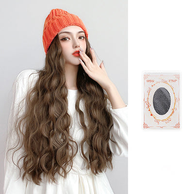 Gorro Tejido Integrado con Peluca de Cabello Rizado Efecto Agua - Image 2