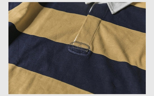 Polo Retro de Manga Larga con Rayas - Camiseta Clásica para Hombre - Image 35