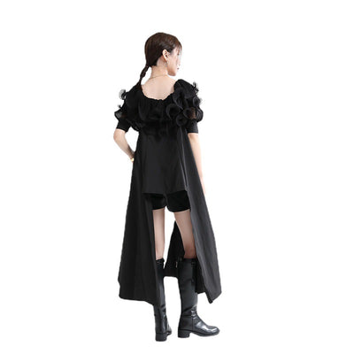 Vestido Camisero con Paneles de Gasa Plisada - Image 6