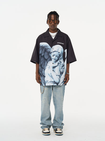 Camisa Cuello Cubano Estampado Angel Plaster - Image 9