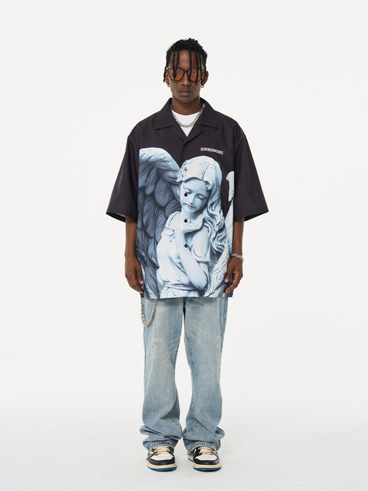 Camisa Cuello Cubano Estampado Angel Plaster - Image 9
