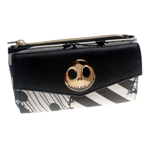 Cartera Larga con Calavera de Cuero PU - Billetera de Moda con Cierre de Hebilla
