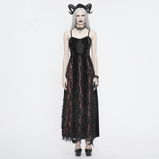 Vestido Gótico Vintage con Tirante Único para Mujer