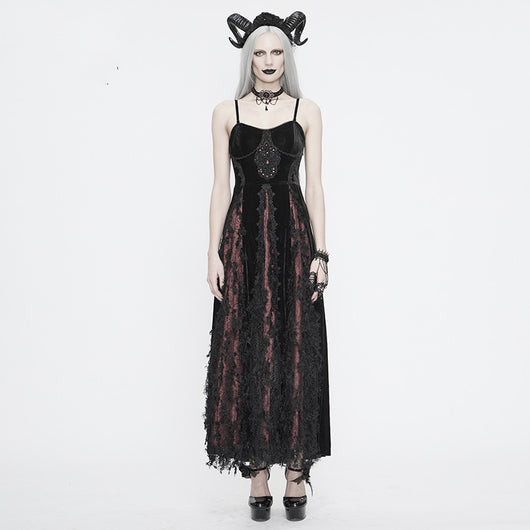 Vestido Gótico Vintage con Tirante Único para Mujer