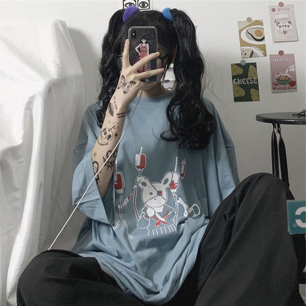Camiseta Mujer Manga Corta Ajustable y Suelta