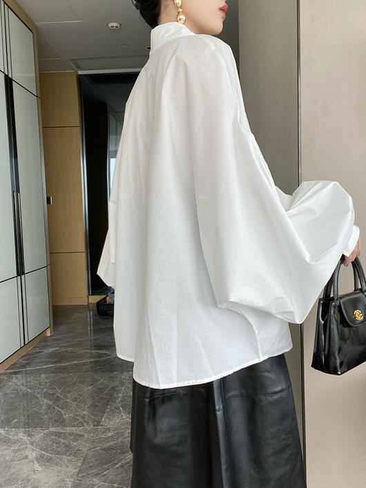Blusa de Algodón Puro Blanca con Mangas Farol - Diseño Minimalista Versátil - Image 21