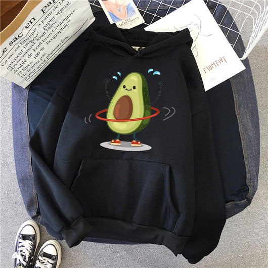 Sudadera con Capucha Estampado Aguacate Mamá e Hijo - Moda Suelta para Mujer