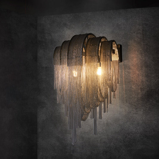 Lámpara de Pared Aluminio con Cadena Borla Estilo Italiano