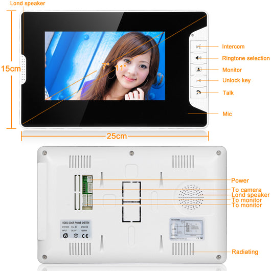Timbre Videoportero LCD 7" Visión Nocturna HD Impermeable con Ángulo Ajustable - Image 11