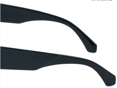 Black large frame square sunglasses with dark lenses and a gold star-shaped embellishment on the bridge. - Image 15