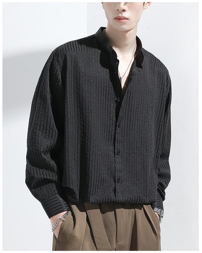 Camisa Casual Negra Texturizada Anti-Arrugas para Hombre - Image 10