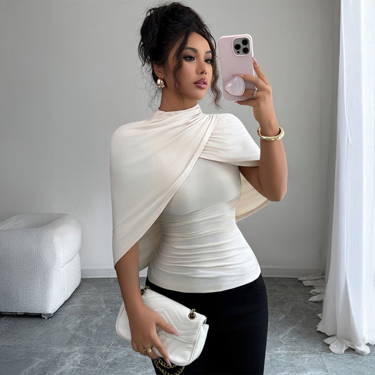 Blusa Ejecutiva de Manga Corta en Colores Lisos para Otoño e Invierno
