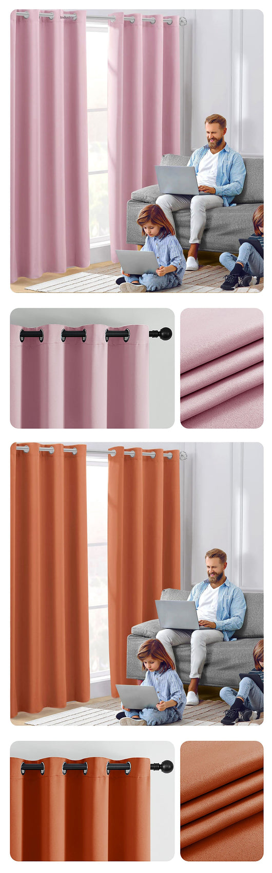 Cortinas Modernas Térmicas Bloqueadoras de Luz - Tela Gruesa Opaca Aislante - Image 24