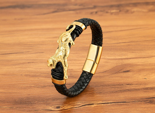 Pulsera Magnética para Hombre con Dragón Pi Xiu - Acero Inoxidable y Cuero con Patrón Leopardo - Image 22