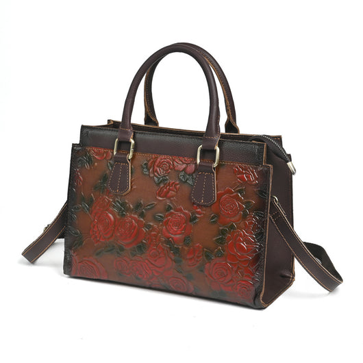Bolso de Hombro para Mujer en Cuero Genuino con Patrón Grabado Versátil - Image 3