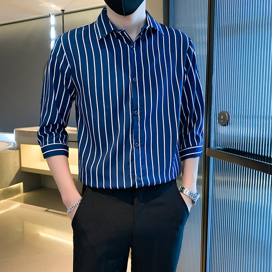 Camisa Casual de Rayas Blancas y Negras para Hombre - Image 5