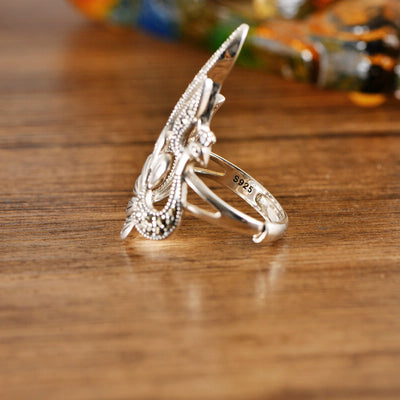 Anillo de Plata 925 Pavo Real Hueco Vintage para Mujer - Image 10