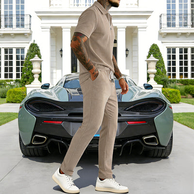 Conjunto Elegante de Polo y Pantalón en Pana para Hombre - Image 9