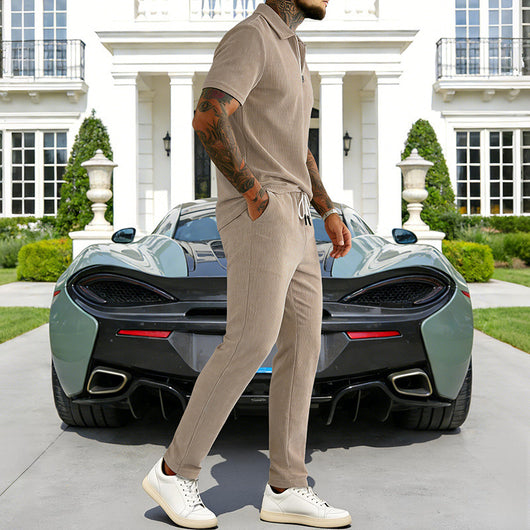 Conjunto Elegante de Polo y Pantalón en Pana para Hombre - Image 9