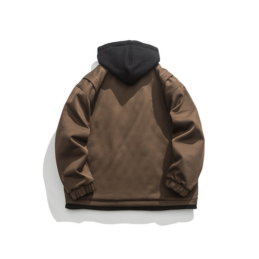 Chamarra Hoodie Retro con Bolsillos 3D y Diseño Desmontable para Hombre - Image 2